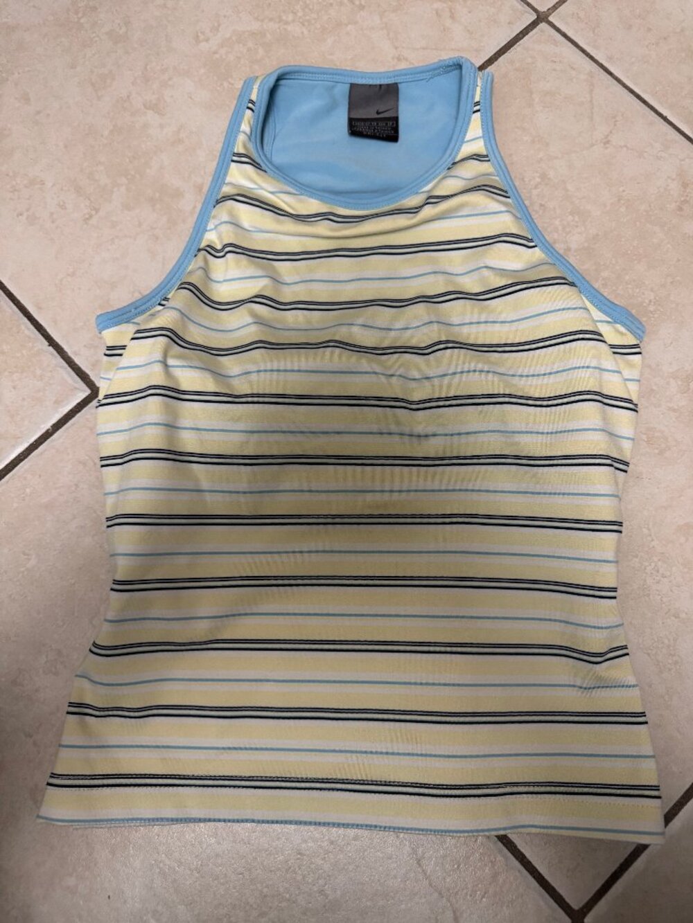vintage y2k nike dri-fit pastel striped athletic tank top w/ built-in shelf bra